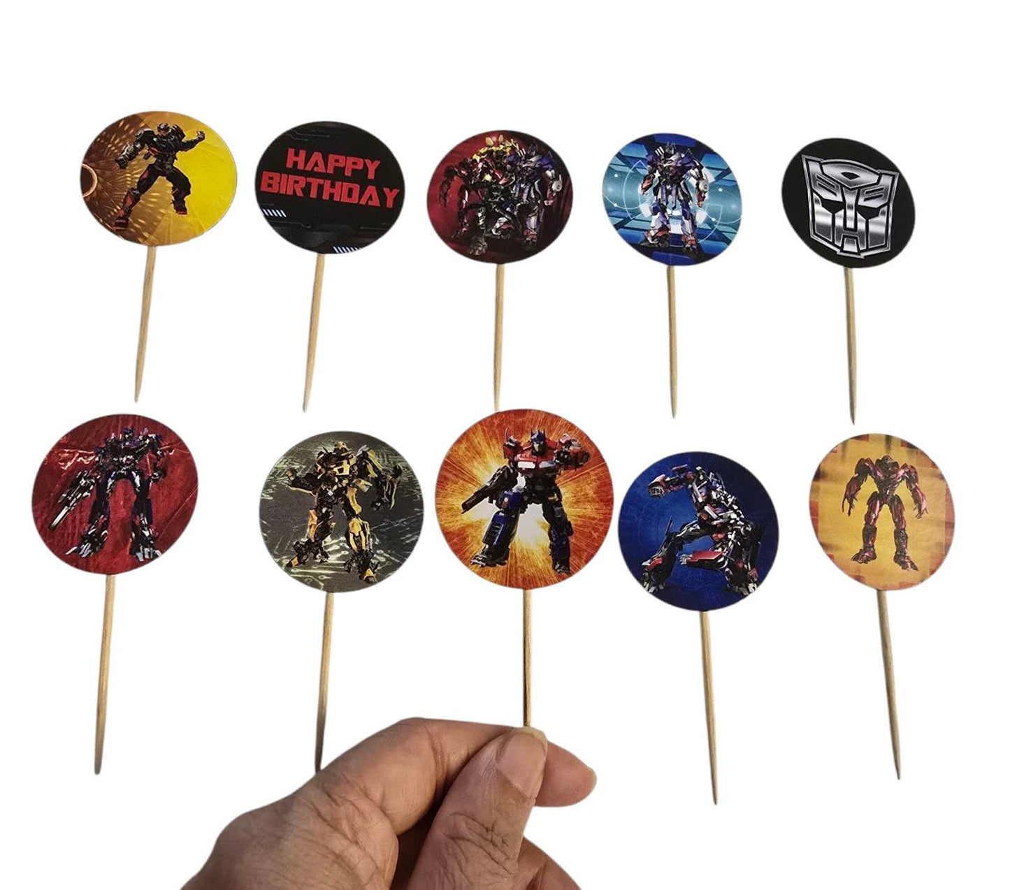 Transformers theme Cupcake Toppers – Pack of 10