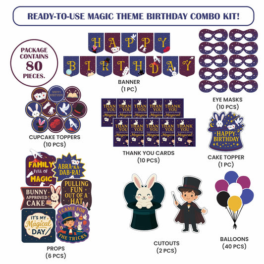 🎉 Complete Magic Theme Decoration Kit (80 Pcs)
