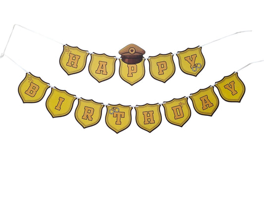 Police theme: Happy Birthday Banner