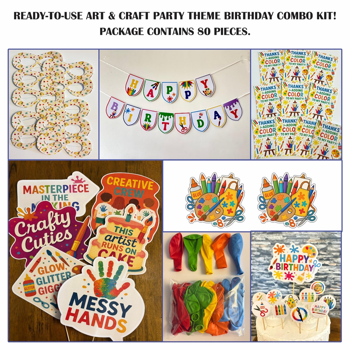 Ready-to-use Art and Craft theme birthday combo kit