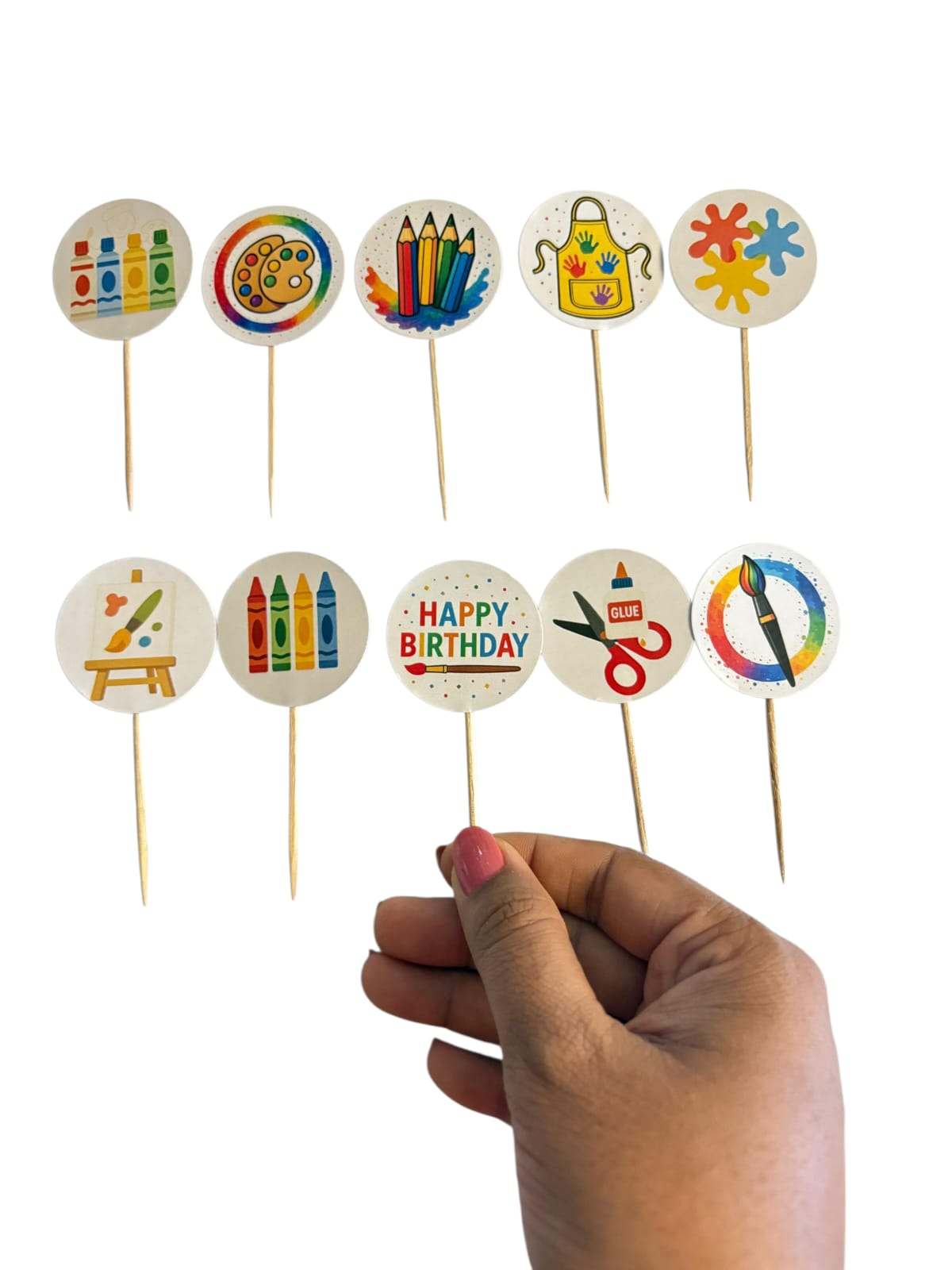 Art and Craft theme Cupcake Toppers – Pack of 10