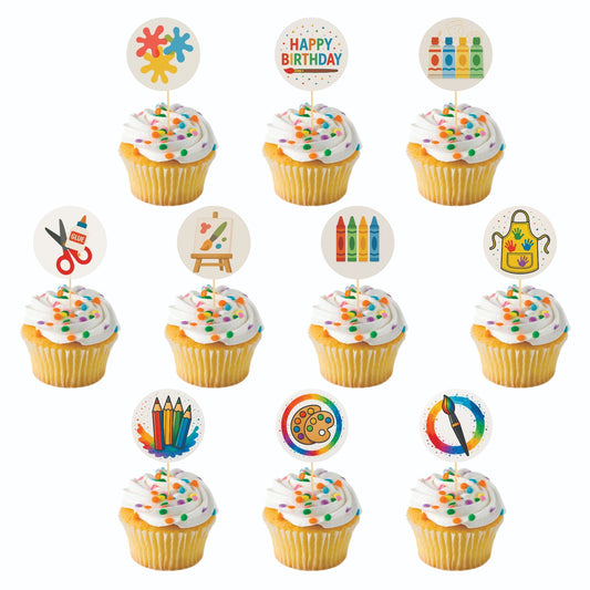 Art and Craft theme Cupcake Toppers – Pack of 10