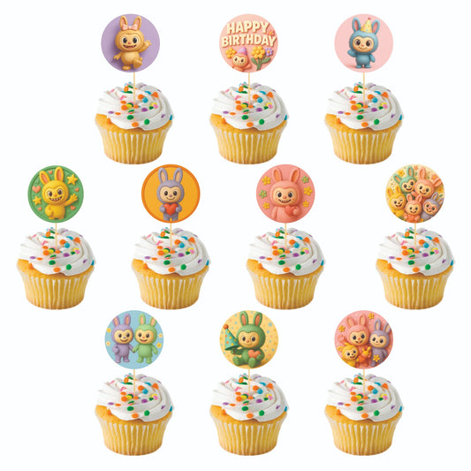 Labubu theme Cupcake Toppers – Pack of 10