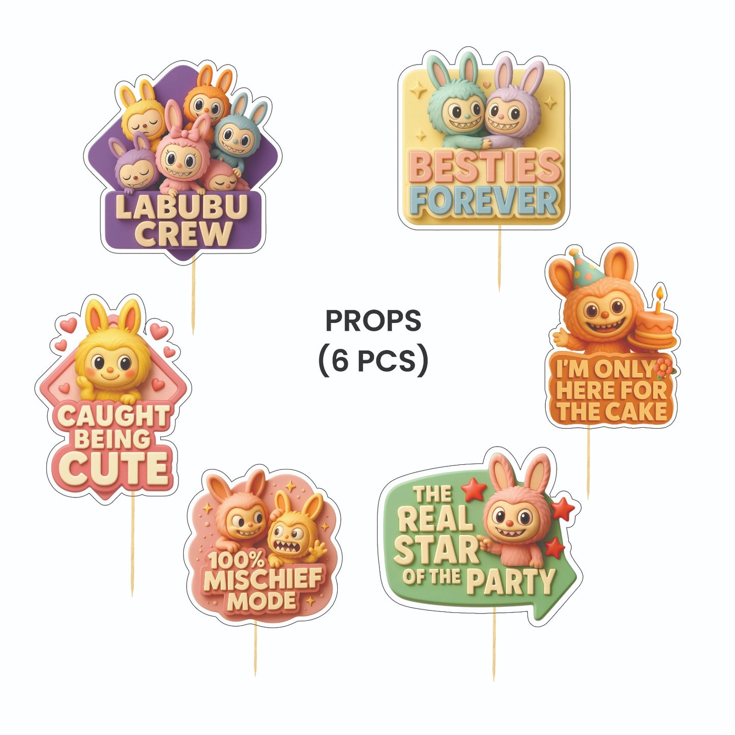 Labubu Theme – Props Pack (6 pcs)