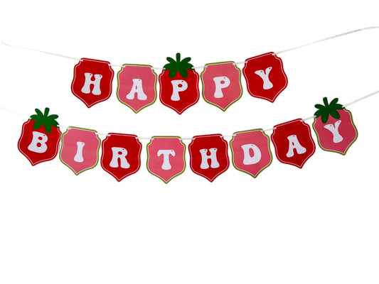 Strawberry theme: Happy Birthday Banner