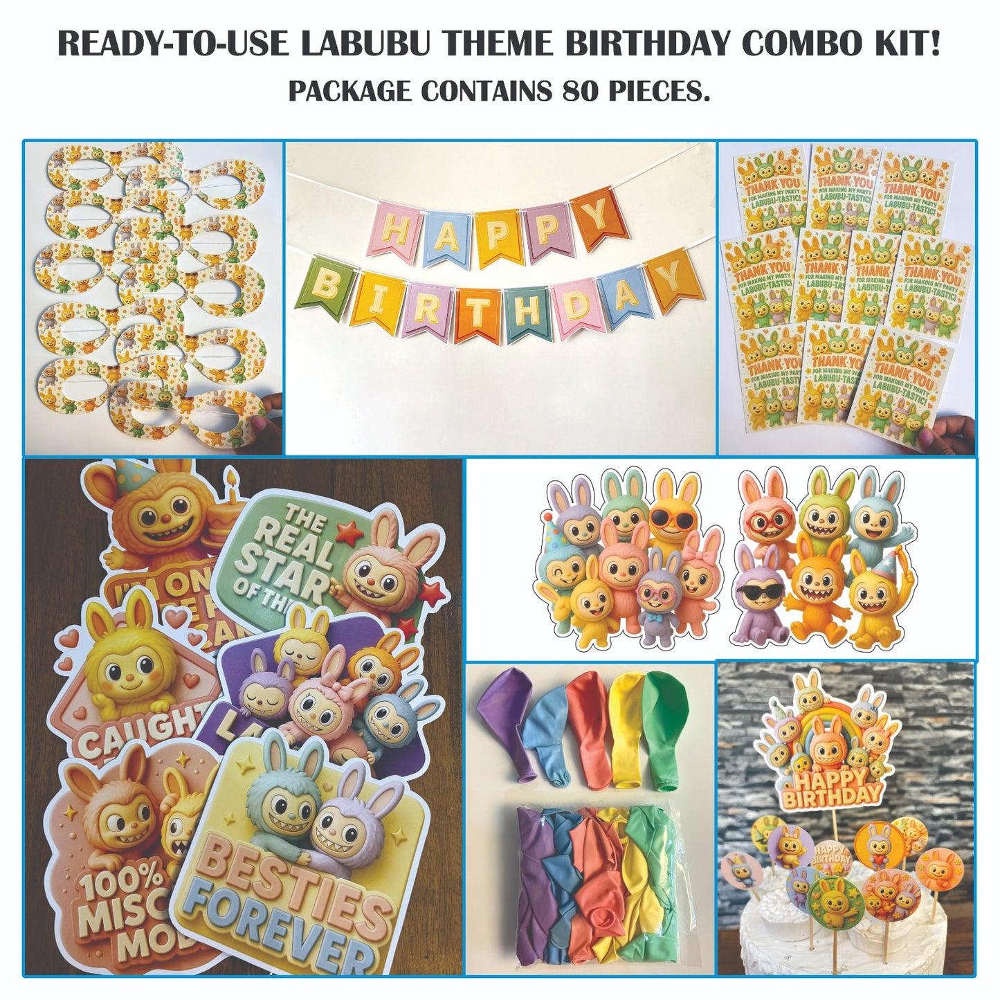 Ready-to-use Labubu theme birthday combo kit