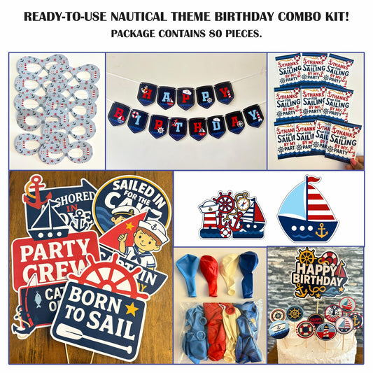 Ready-to-use Nautical theme birthday combo kit
