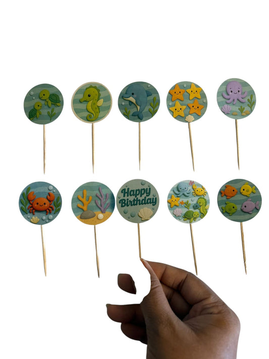 Underwater theme Cupcake Toppers – Pack of 10