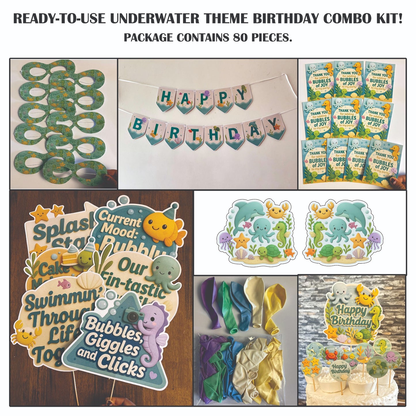 Ready-to-use Underwater theme birthday combo kit