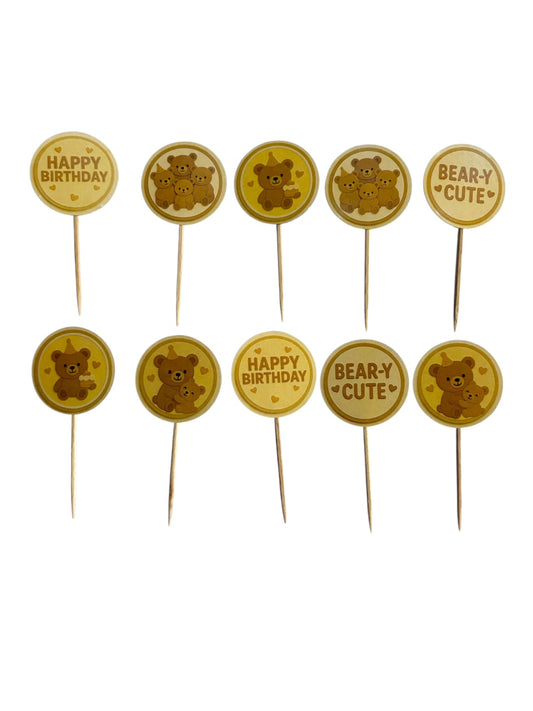 Teddy Bear theme Cupcake Toppers – Pack of 10