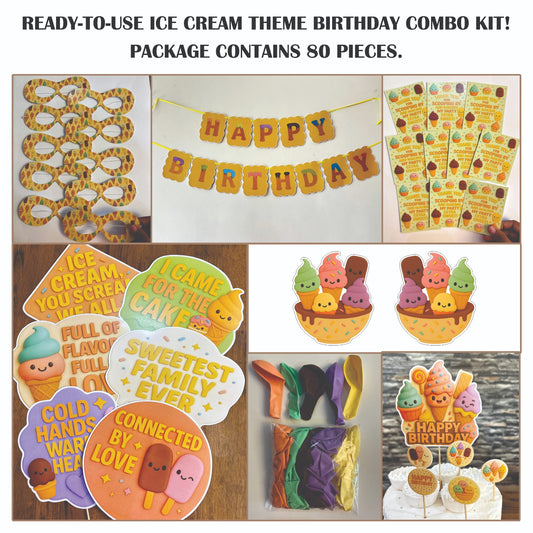 Ready-to-use Ice Cream theme birthday combo kit