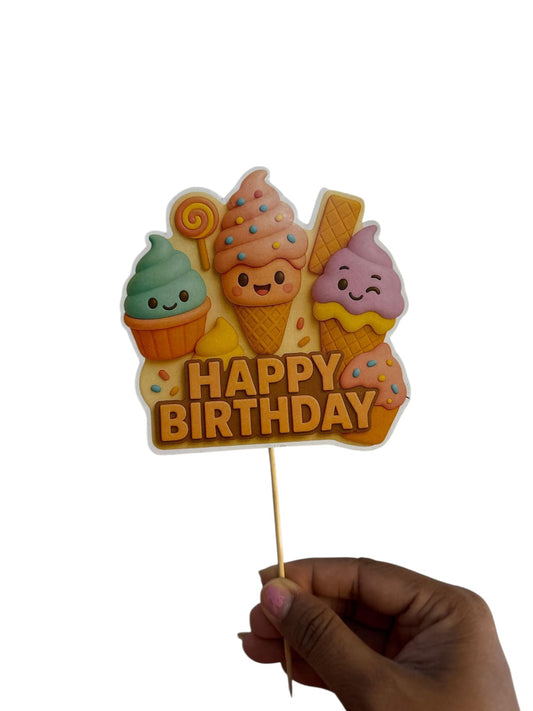 Ice Cream Theme Cake Topper – Pack of 1