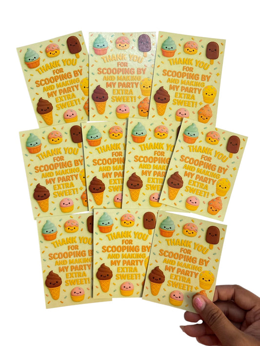 Ice Cream theme thank you card