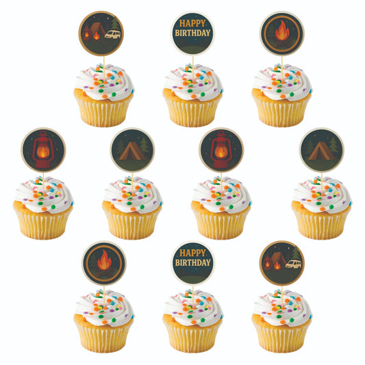 Camping theme Cupcake Toppers – Pack of 10