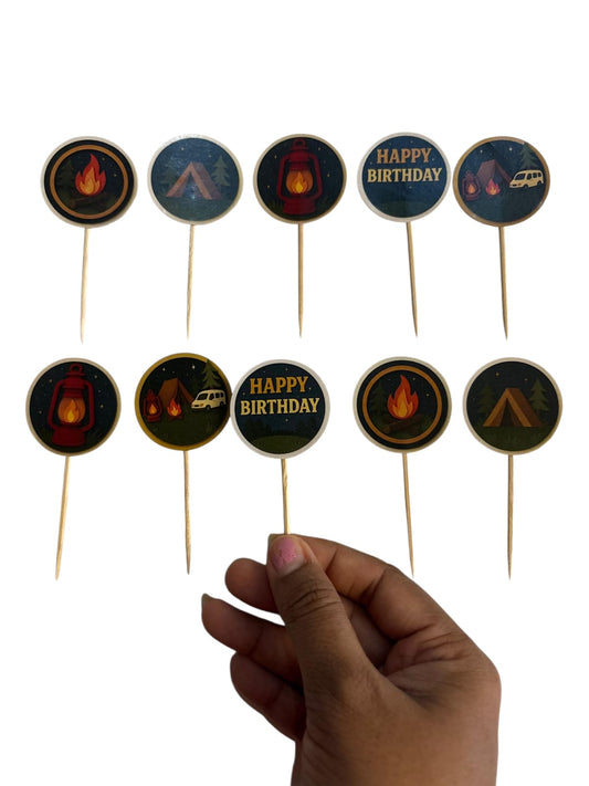 Camping theme Cupcake Toppers – Pack of 10