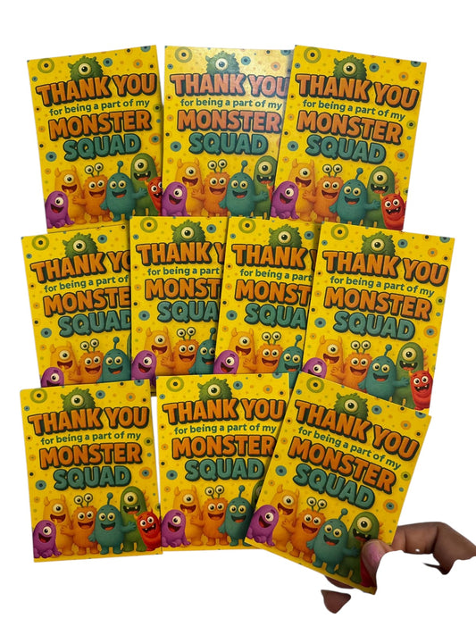 Monster theme thank you card