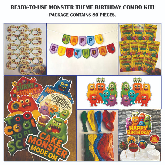Ready-to-use Monster theme birthday combo kit