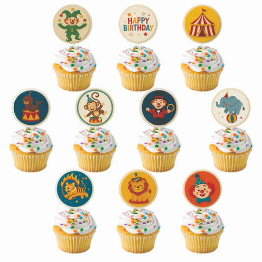 Circus theme Cupcake Toppers – Pack of 10