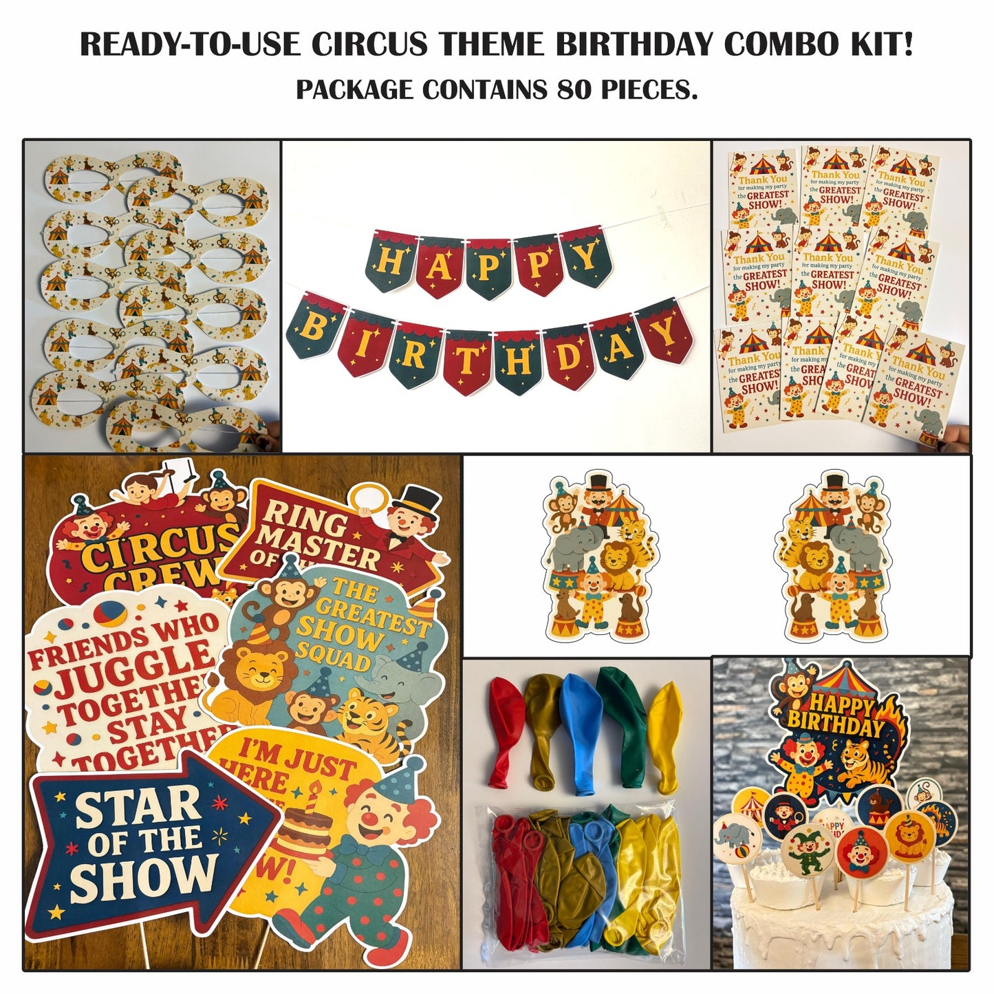 Ready-to-use Circus theme birthday combo kit