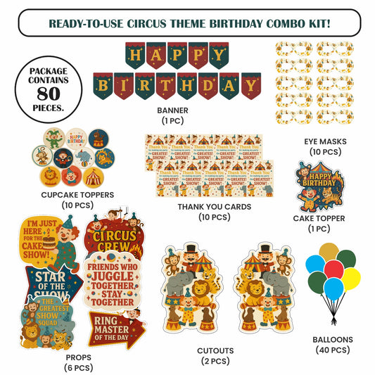 🎉 Complete Circus Theme Decoration Kit (80 Pcs)