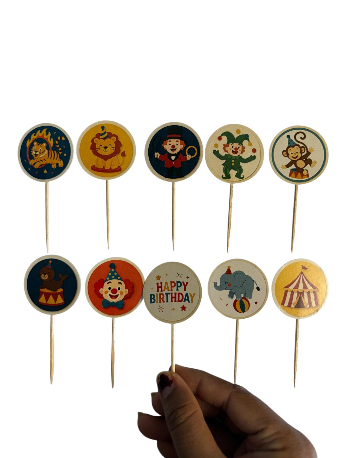 Circus theme Cupcake Toppers – Pack of 10