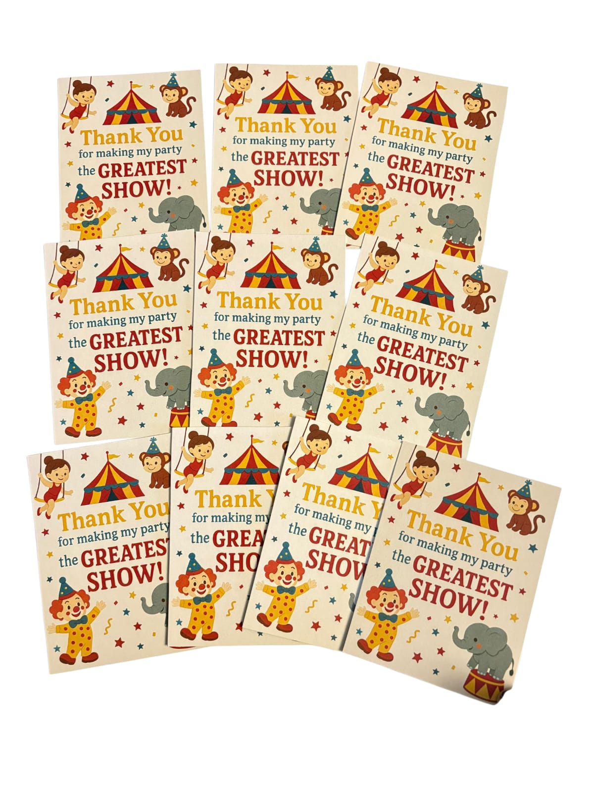 Circus theme thank you card