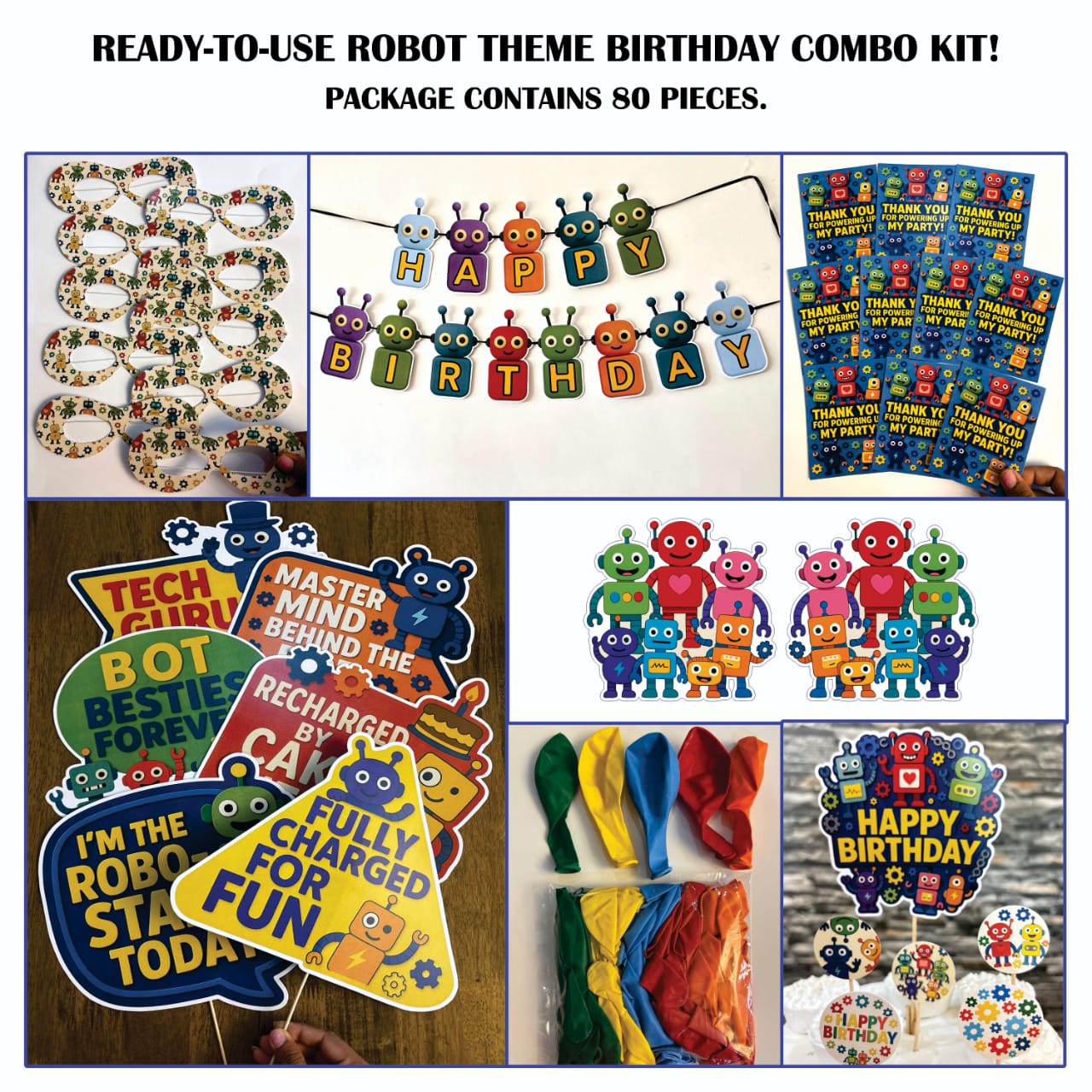 Ready-to-use Robot theme birthday combo kit