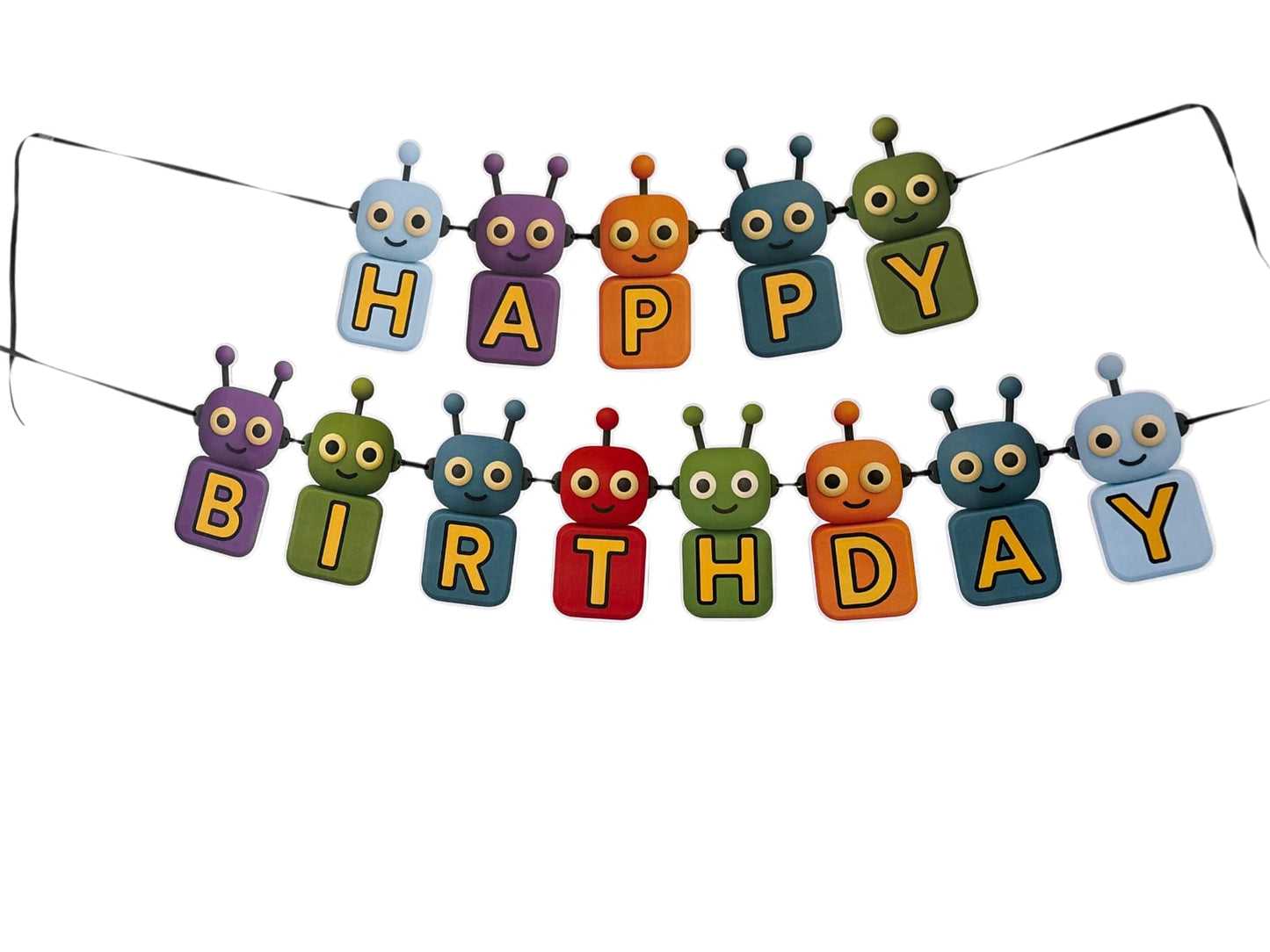 Robot theme: Happy Birthday Banner