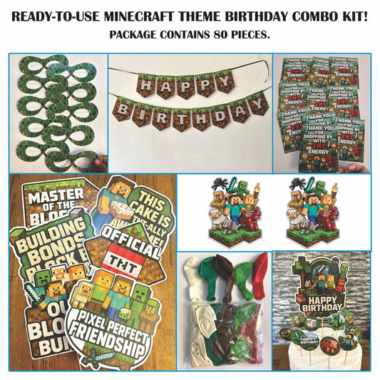 Ready-to-use Minecraft theme birthday combo kit