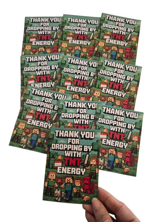 Minecraft theme thank you card