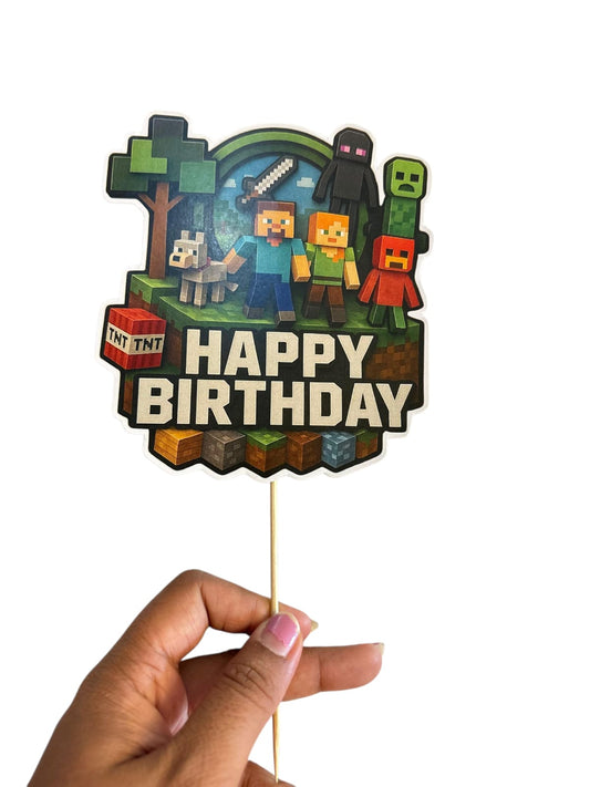 Minecraft Theme Cake Topper – Pack of 1