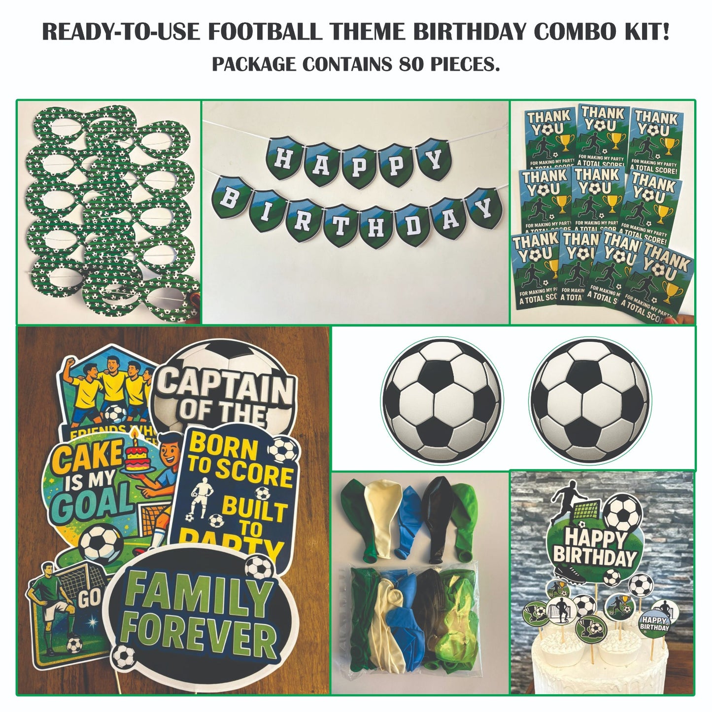 Ready-to-use Football theme birthday combo kit