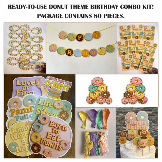 Ready-to-use Donut theme birthday combo kit