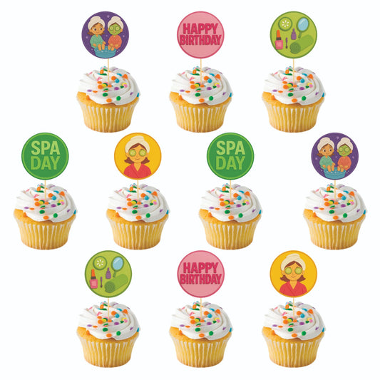 Spa theme Cupcake Toppers – Pack of 10