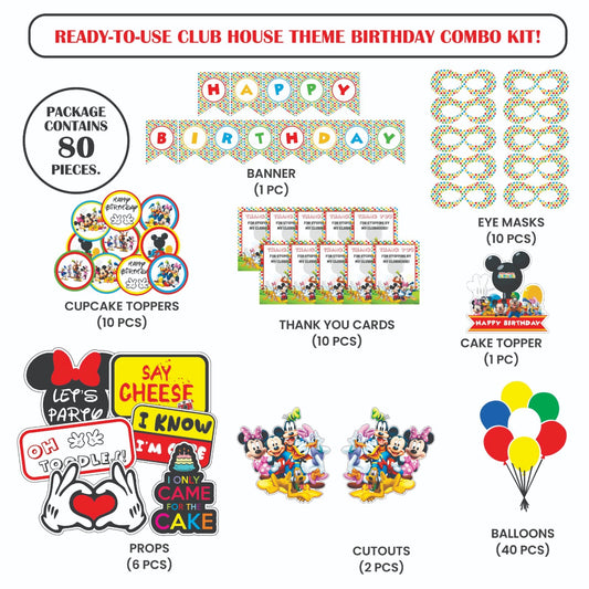 🎉 Complete Club House Theme Decoration Kit (80 Pcs)