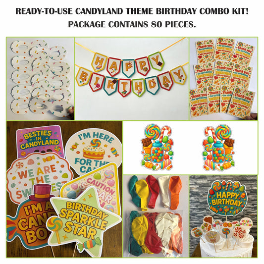 Ready-to-use Candy Land theme birthday combo kit