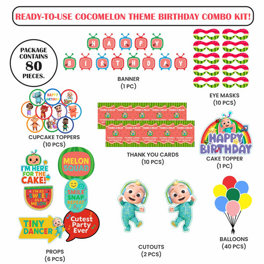🎉 Complete Cocomelon Theme Decoration Kit (80 Pcs)
