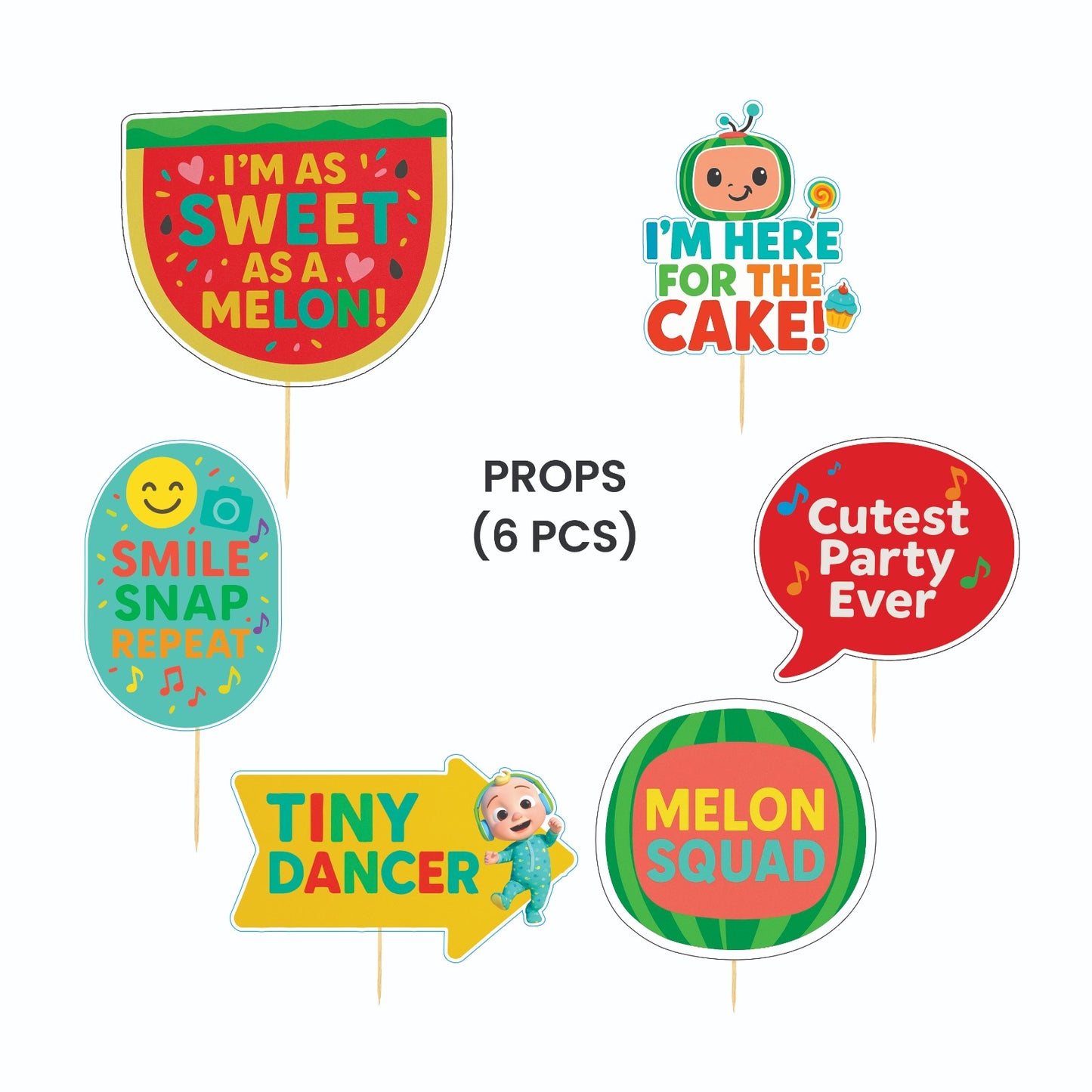 Cocomelon Theme – Props Pack (6 pcs)
