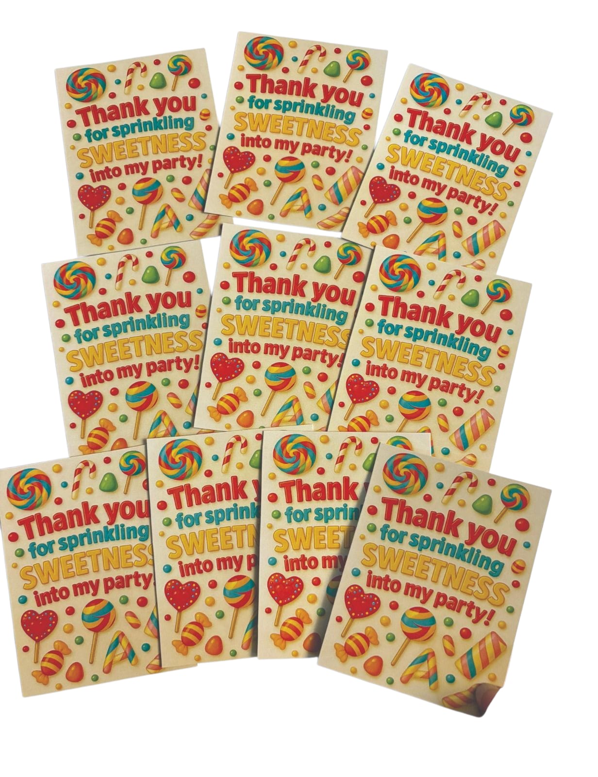 Candy Land theme thank you card