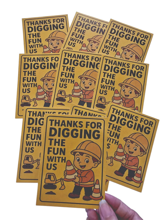 Construction theme thank you card