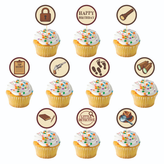 Detective theme Cupcake Toppers – Pack of 10