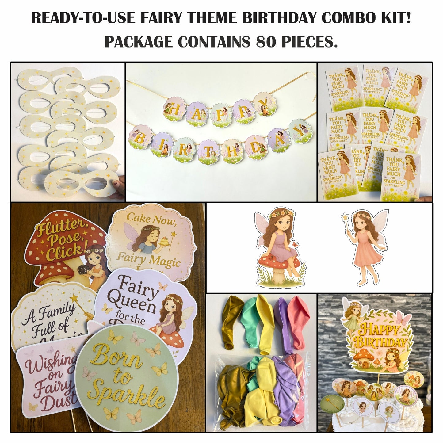 Ready-to-use Fairy  theme birthday combo kit