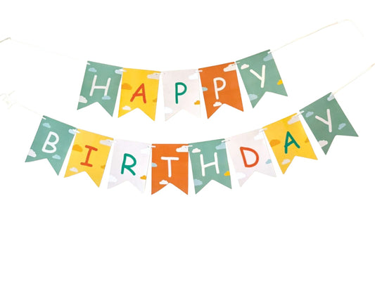 Hot Air Balloon theme: Happy Birthday Banner