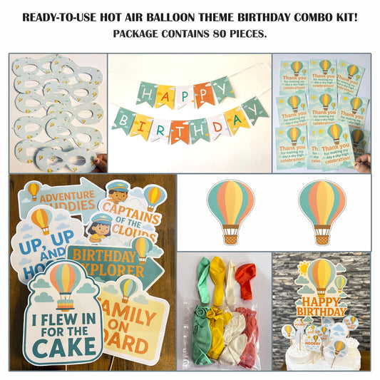 Ready-to-use Hot Air Balloon theme birthday combo kit