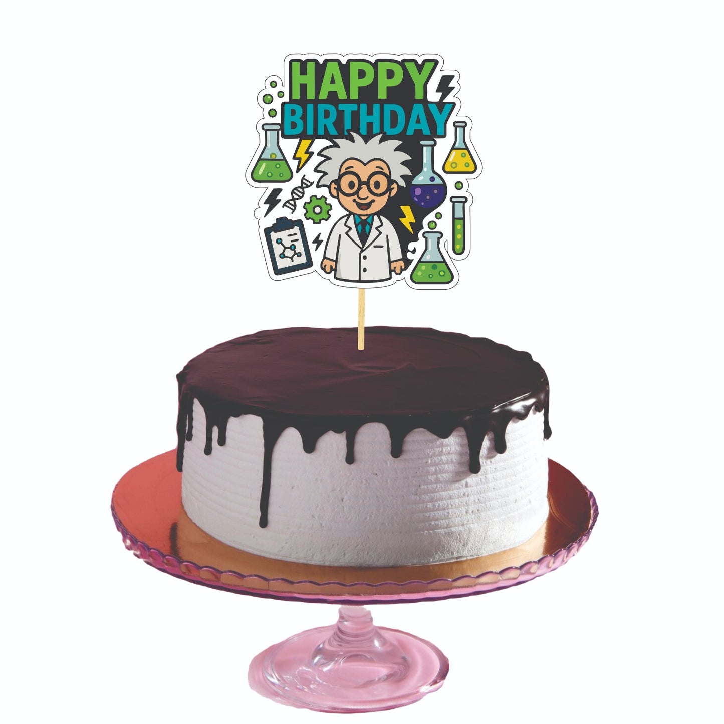 Mad Scientist Theme Cake Topper – Pack of 1