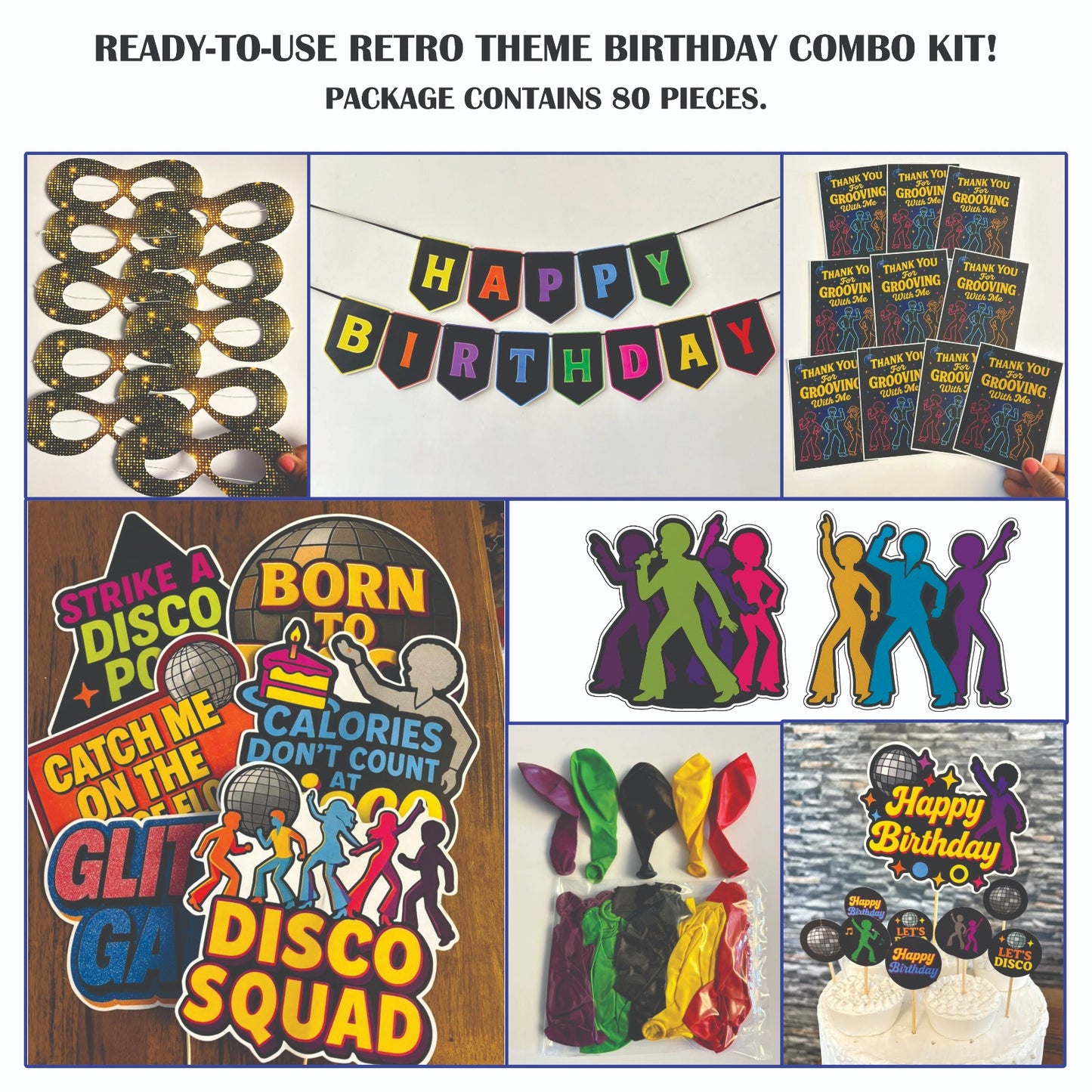 Ready-to-use Retro theme birthday combo kit