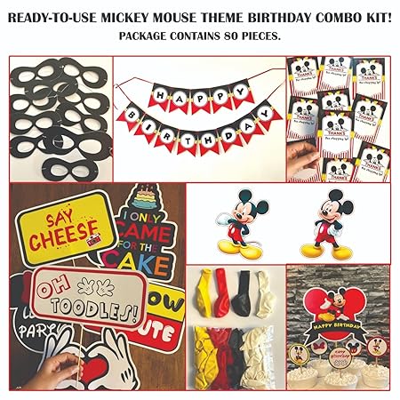 Ready-to-use Mickey Mouse theme birthday combo kit.