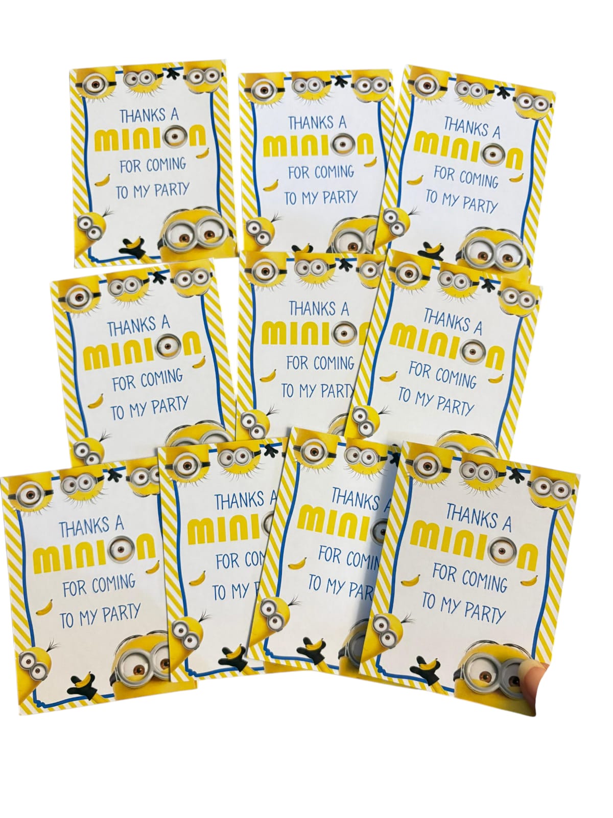 Minion theme thank you card