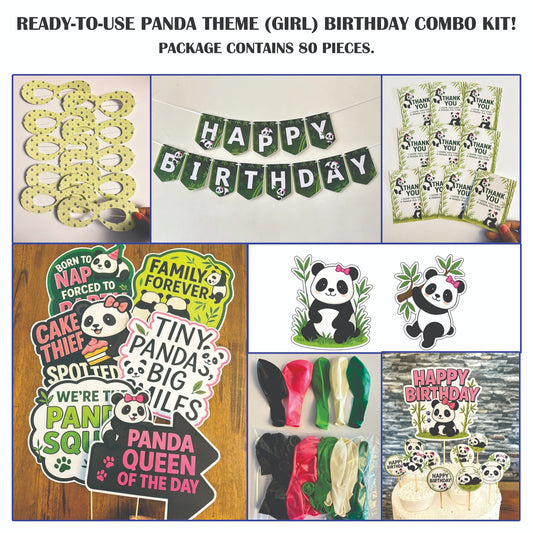 Ready-to-use Panda Girl theme birthday combo kit