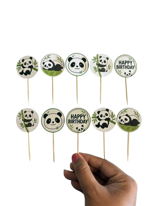 Panda Boy theme Cupcake Toppers – Pack of 10
